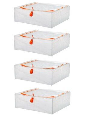 NWT Set of 4 IKEA PARKLA Underbed Storage Cases Organizer Bag Bin Set Orange Zip
